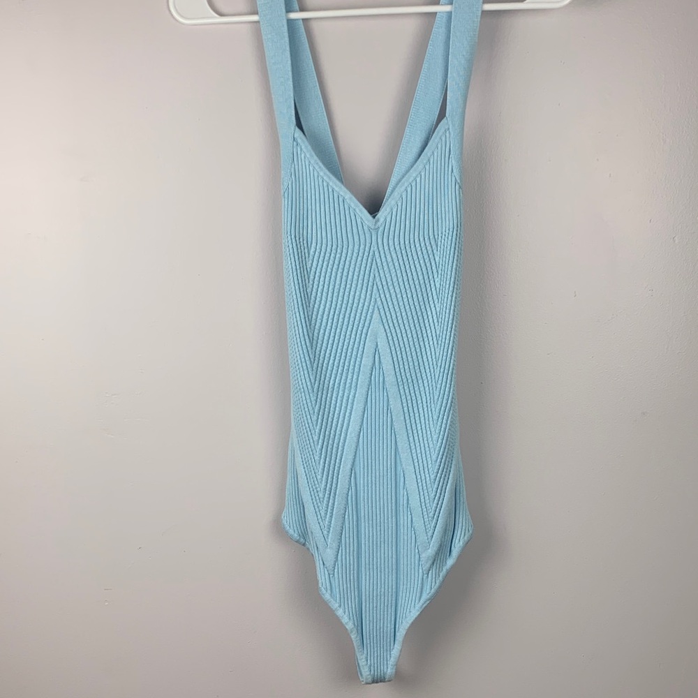 Abercrombie & Fitch Light Blue Ribbed Bodysuit large NWT